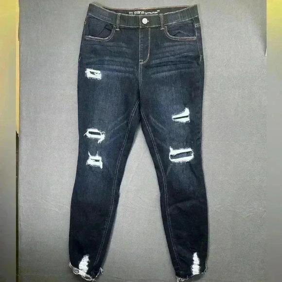 Maurices Super high-Rise Skinny crop Jeans Womens M reg Blue Distressed 0730 - Picture 1 of 8